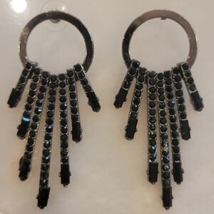 Large Black Jet Earring. Statement Jewelry. Fashion Jewelry.